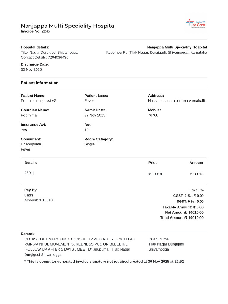 Medical Bill Template 1 | PDF