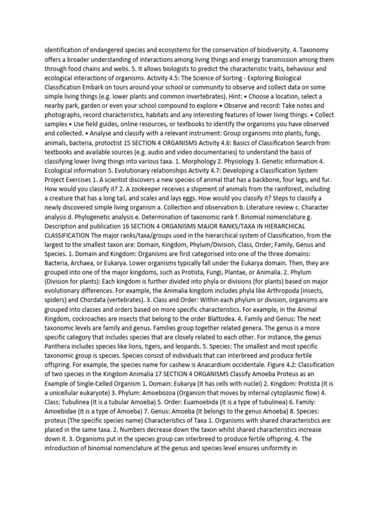 Endangered Species Classification Guide | PDF | Genus | Species