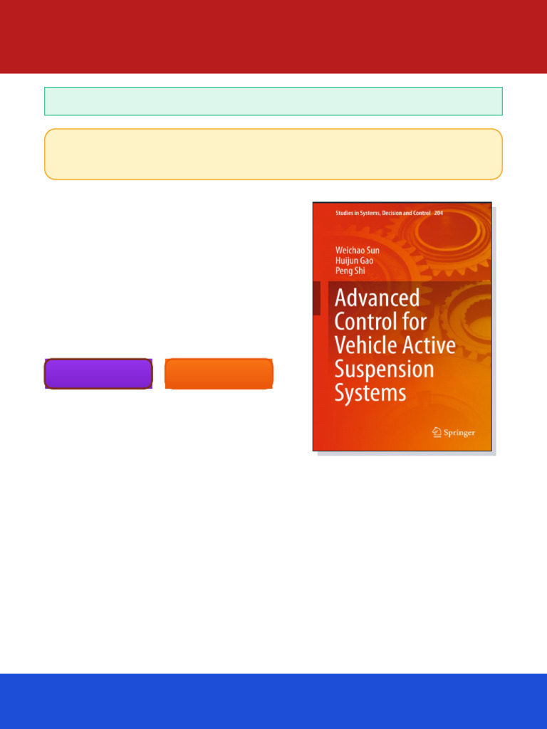 Advanced Control For Vehicle Active Suspension Systems Weichao Sun ...
