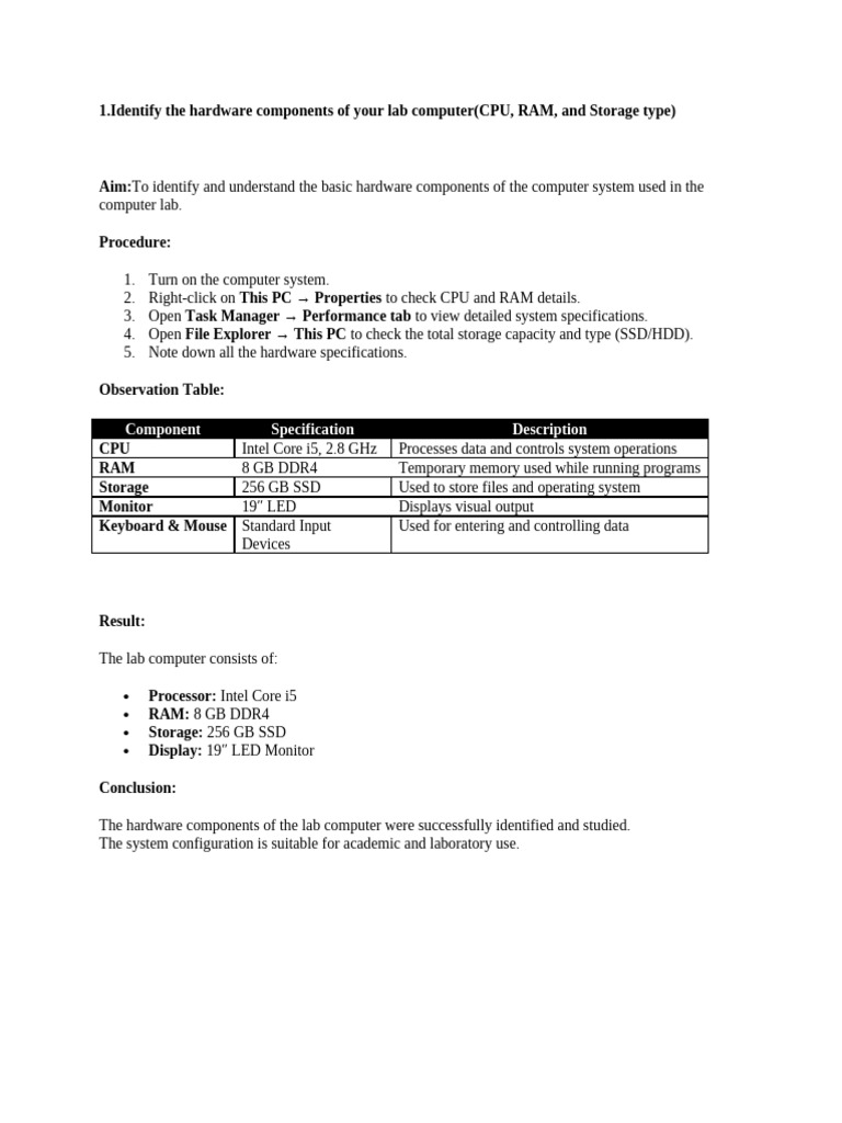 Lab Computer Hardware and Software Overview | PDF | Computer Data ...