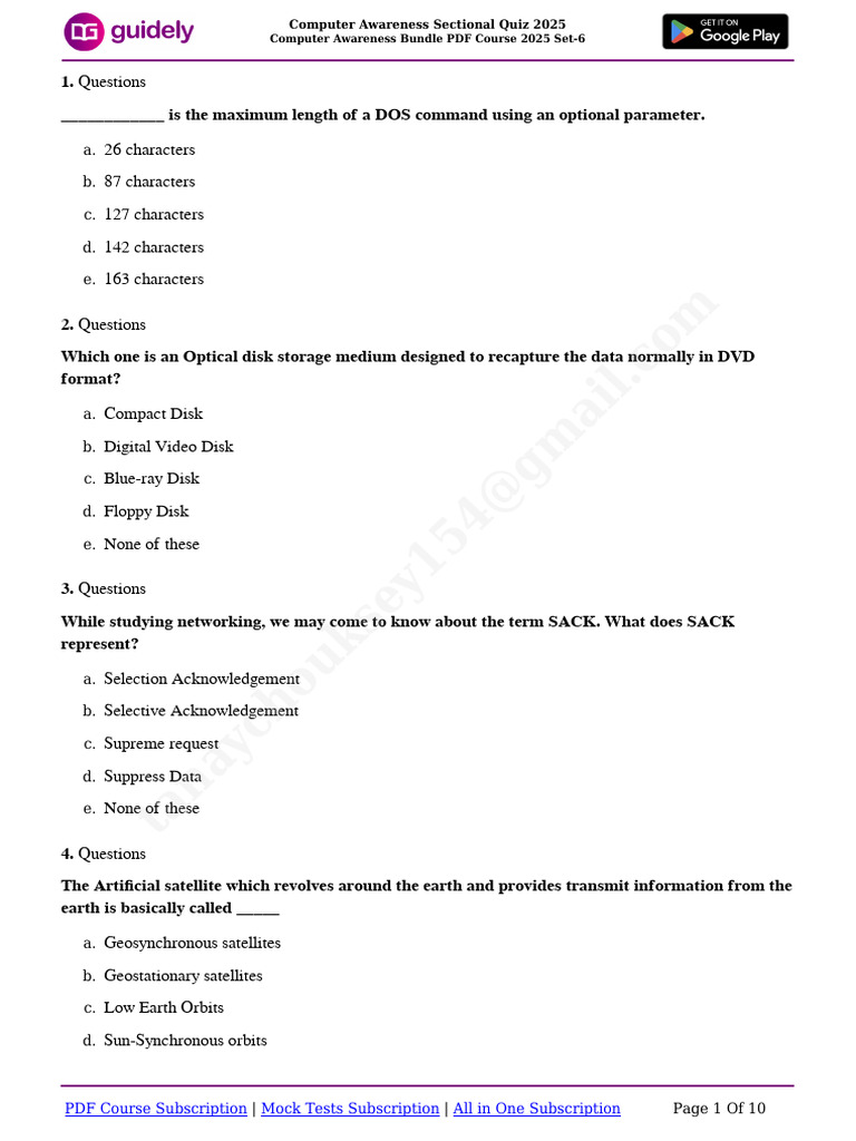 Computer Awareness Bundle PDF Course 2025 Set-6 | PDF | World Wide Web ...