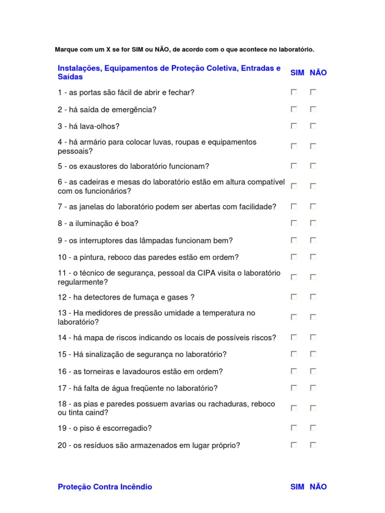 Checklist de Segurança em Laboratório | PDF | Laboratórios | Desperdício