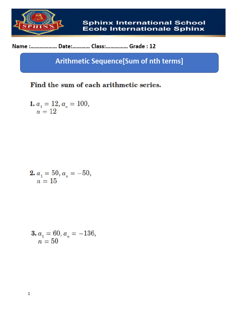 G (11) Sum of Terms (P2) As Terms | PDF