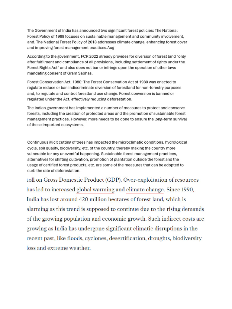 India's Forest and Climate Policies Overview | PDF | Deforestation ...