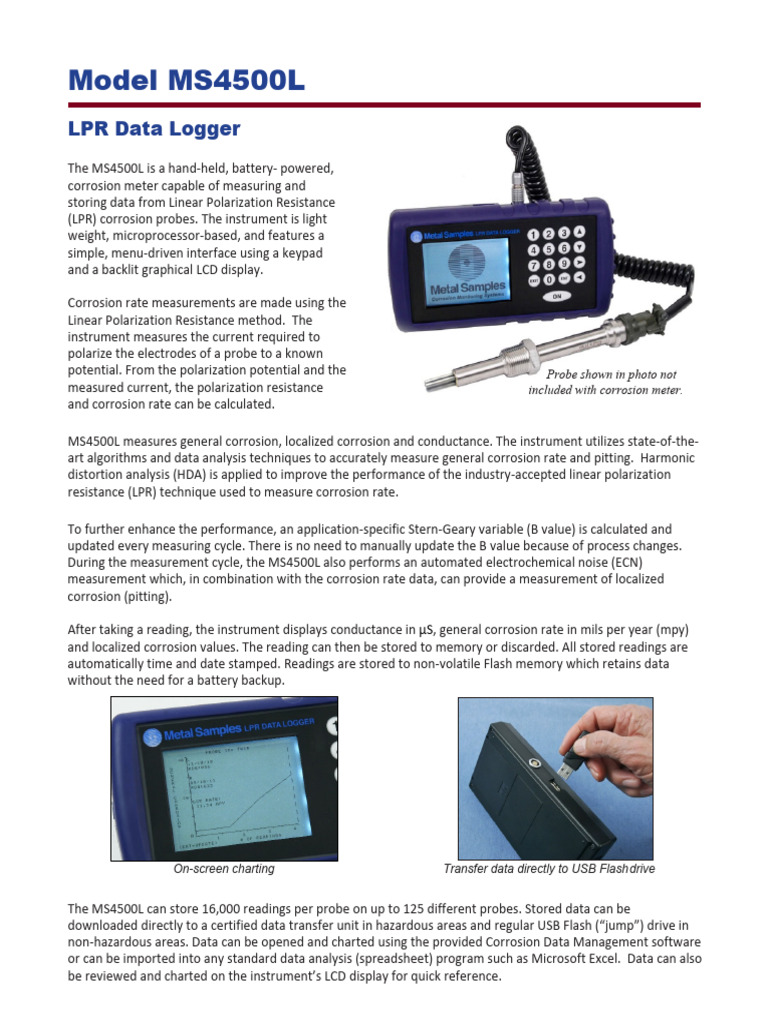 MS4500L Handheld Corrosion Meter | PDF | Corrosion | Electricity