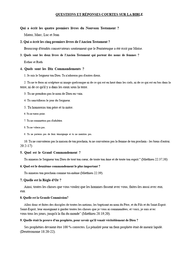 Questions et réponses sur la Bible | PDF | Jean (apôtre) | Nouveau ...