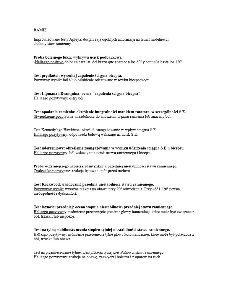 Specjalne Testy Technik Kinetycznych | PDF