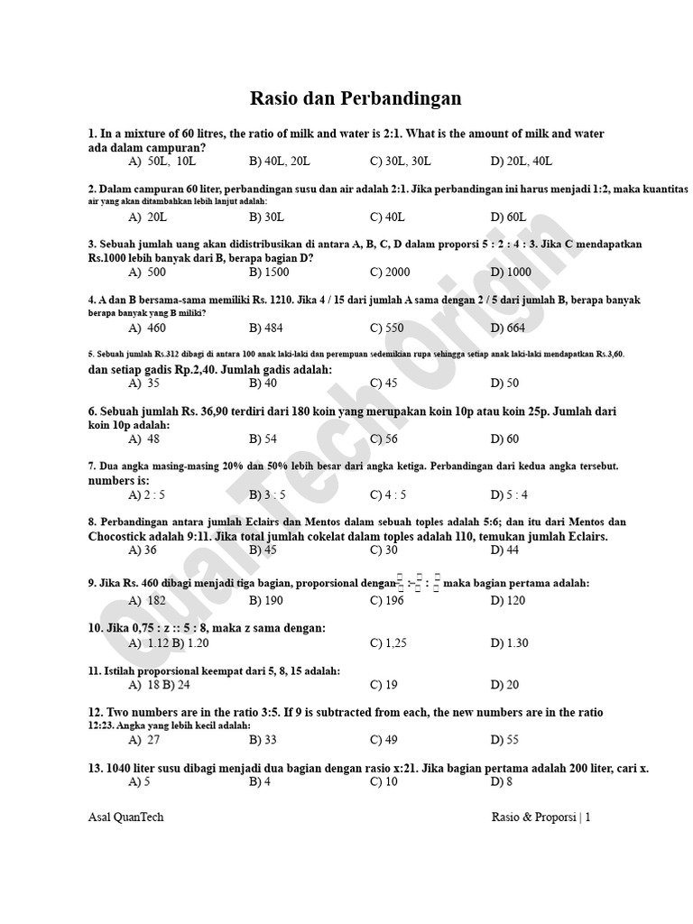 Rasio dan Perbandingan dalam Matematika | PDF
