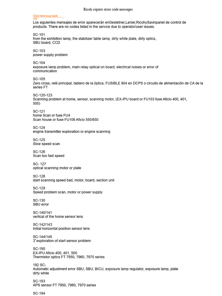 Ricoh Copier Error Codes Guide | PDF | Hard Disk Drive | Disk Storage