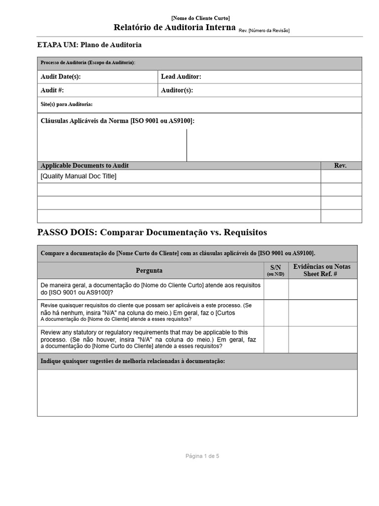 Auditoria Interna ISO 9001/AS9100 | PDF