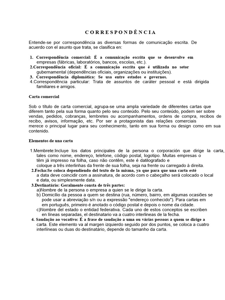 Tipos e Estilos de Correspondência Escrita | PDF | Comunicação | Caixa ...