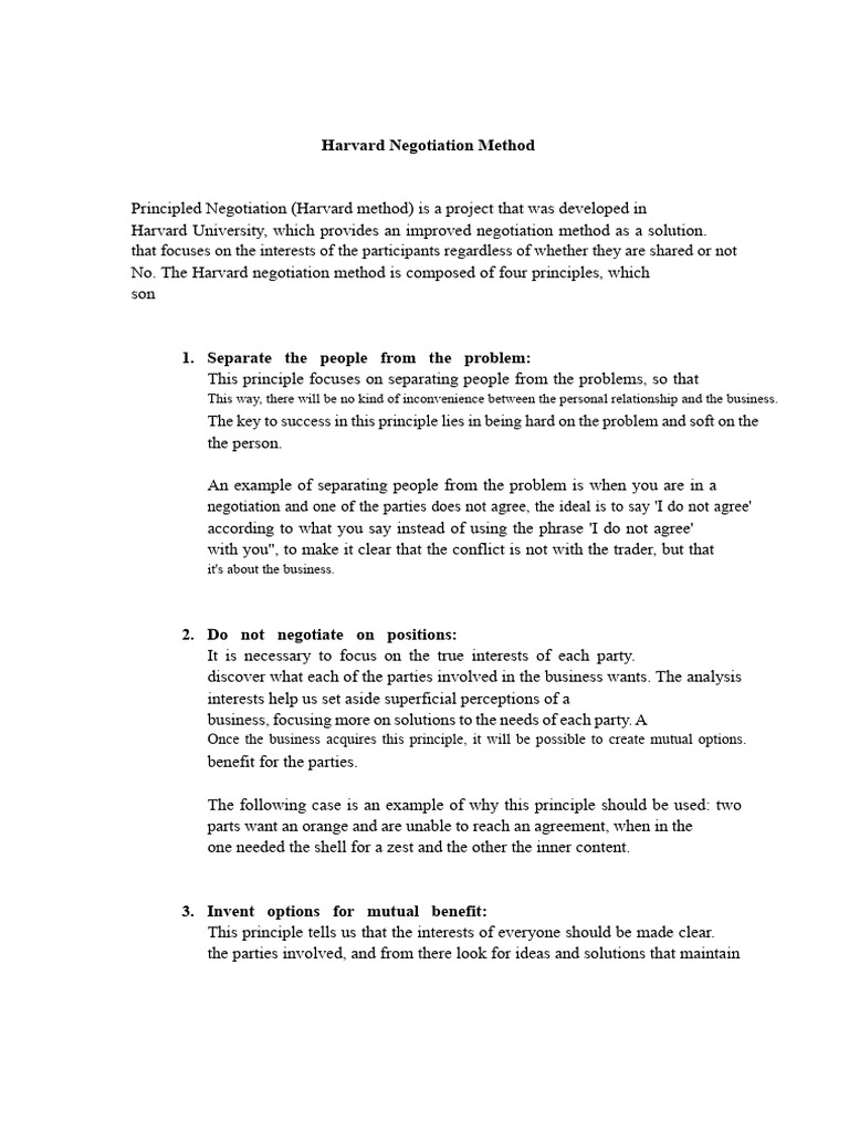 Harvard Principled Negotiation Guide | PDF | Negotiation