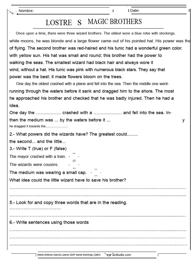 Wizard Brothers' Magical Powers Story | PDF