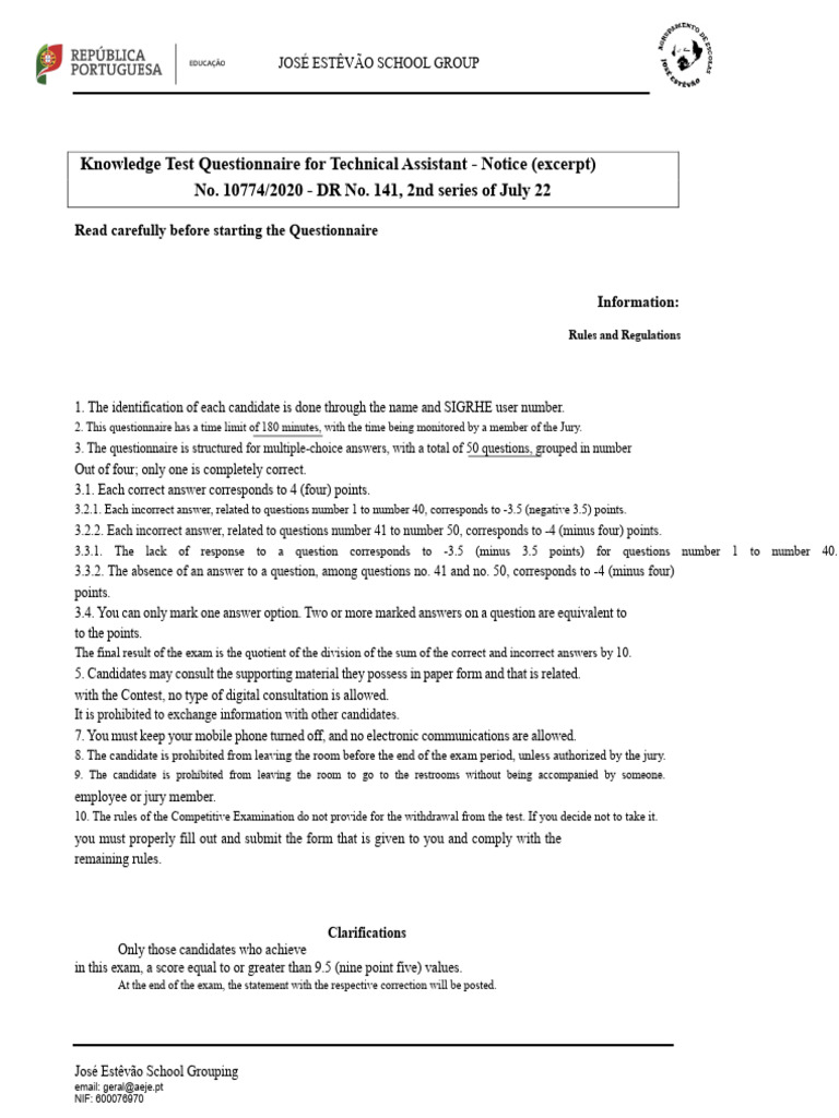 Technical Assistant Exam Guidelines | PDF | Multiple Choice