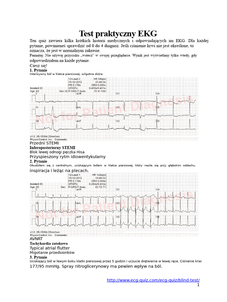 Test Praktyczny EKG | PDF