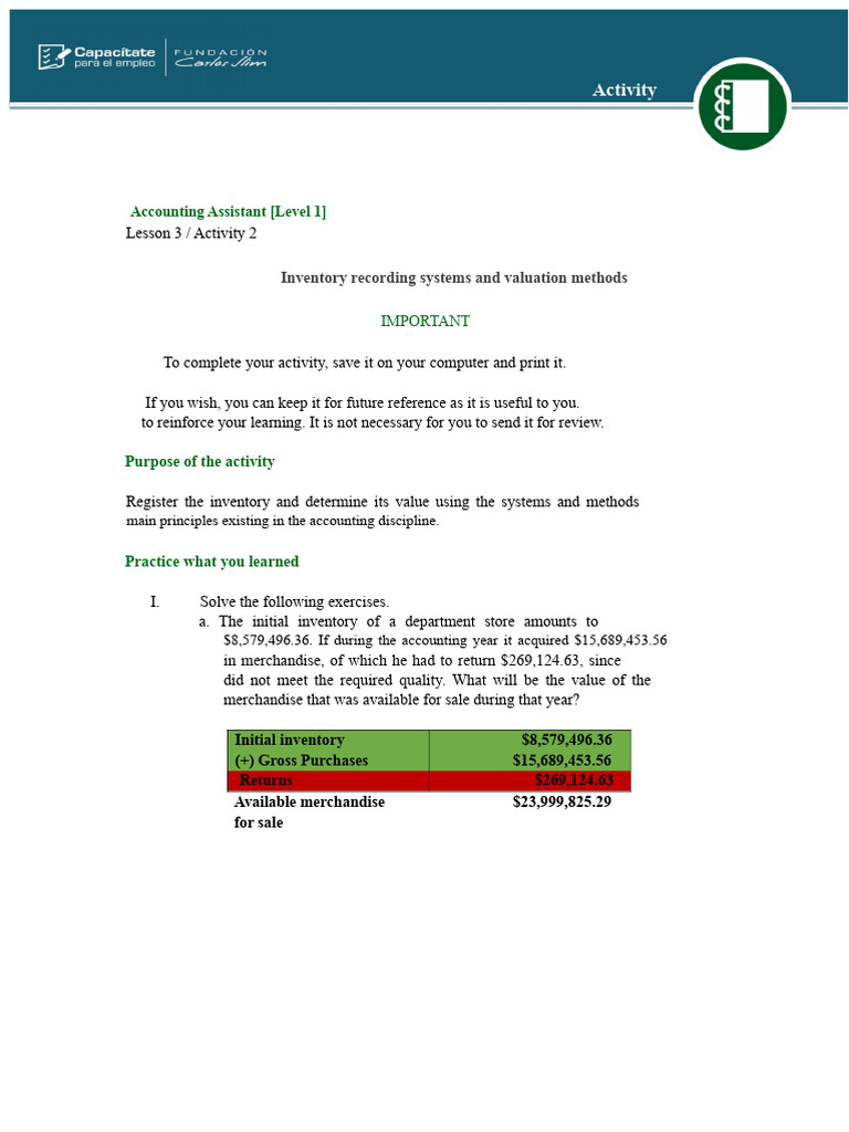 Lesson 3 | PDF | Inventory | Cost Of Goods Sold