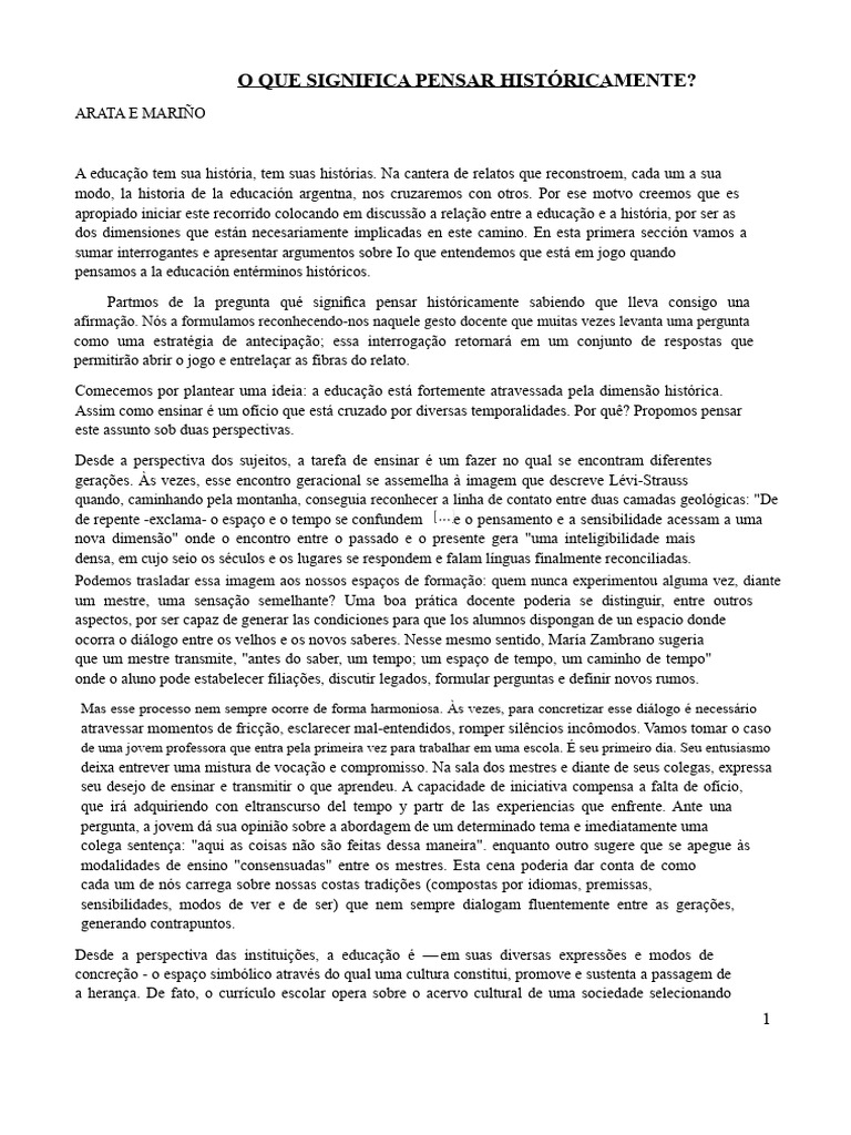Educação e História: Reflexões Críticas | PDF | Pensamento | Tempo