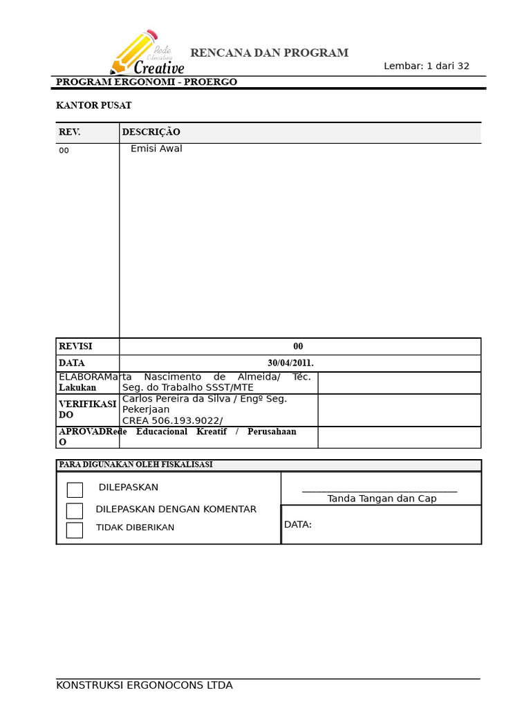 Rencana Program Ergonomi PROERGO | PDF