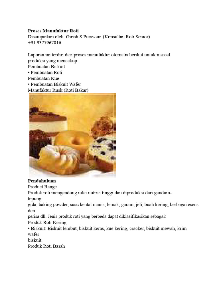 Proses Manufaktur Roti dan Biskuit | PDF