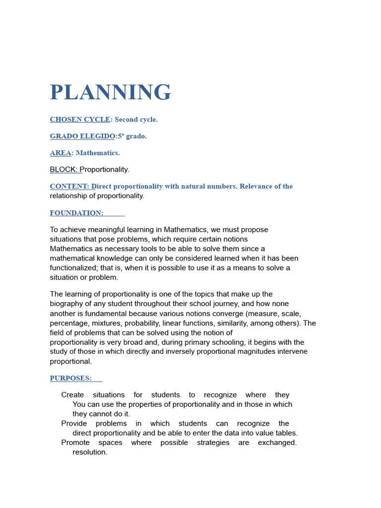 Direct Proportionality in 5th Grade Math | PDF | Mathematics | Learning