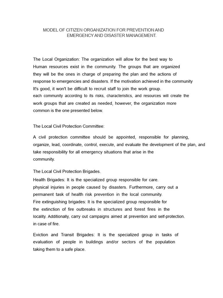 Community Disaster Management Model | PDF | Emergency Management ...