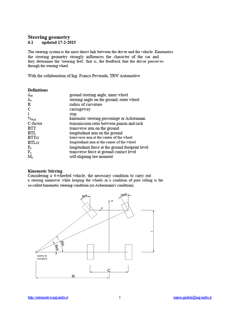 Understanding Steering Geometry Dynamics | PDF | Steering | Rotation