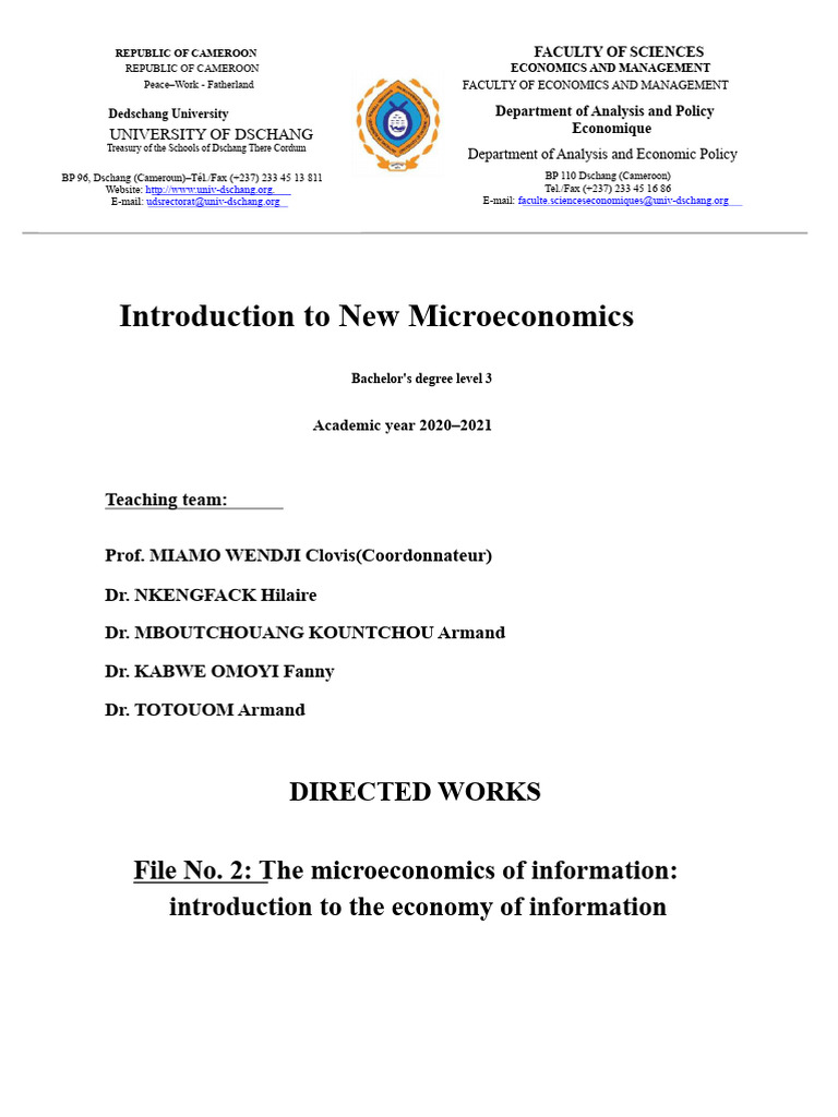 TD Sheet No. 2 - New Micro L3 UDS 2020-2021 - French | PDF | Economies ...
