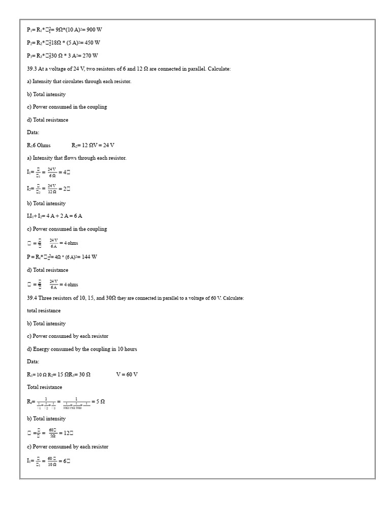 Electrical Resistance and Power Calculations | PDF | Series And ...