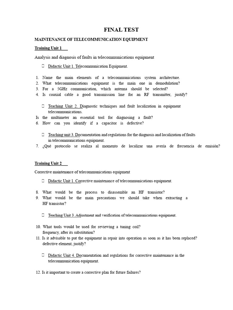 Telecom Equipment Maintenance Guide | PDF