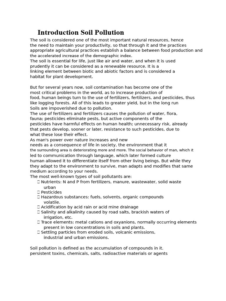 Understanding Soil Pollution Causes | PDF | Soil | Fertilizer