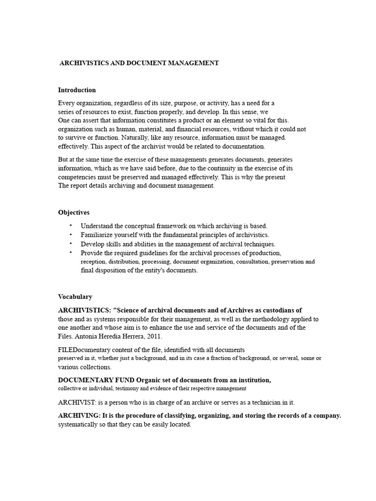 Archiving and Document Management Guide | PDF | Information | Computer File