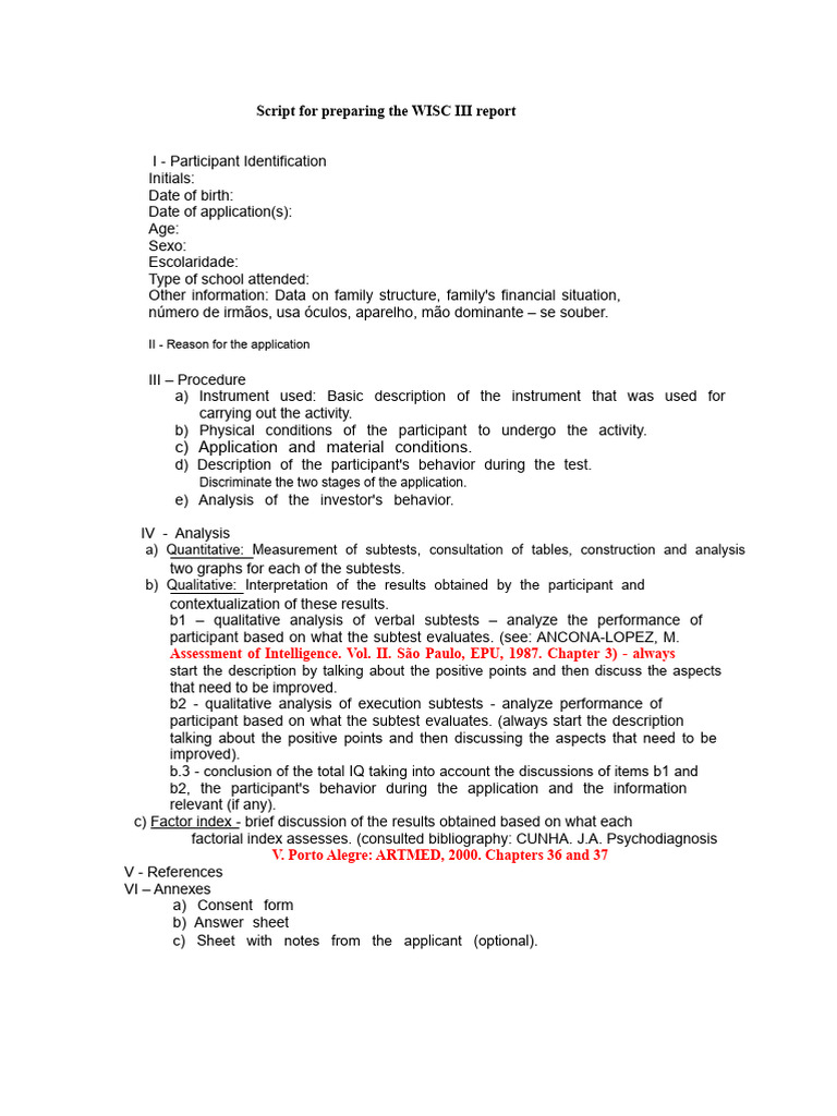 WISC III Report Preparation Guide | PDF