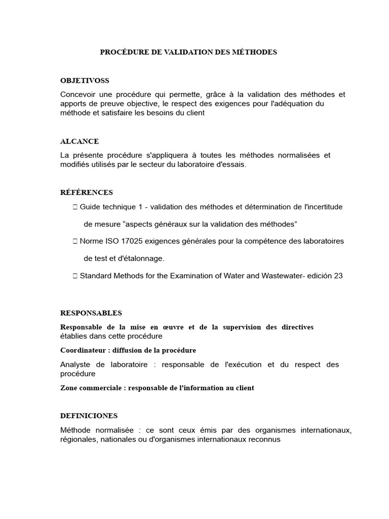 Validation des Méthodes en Laboratoire | PDF