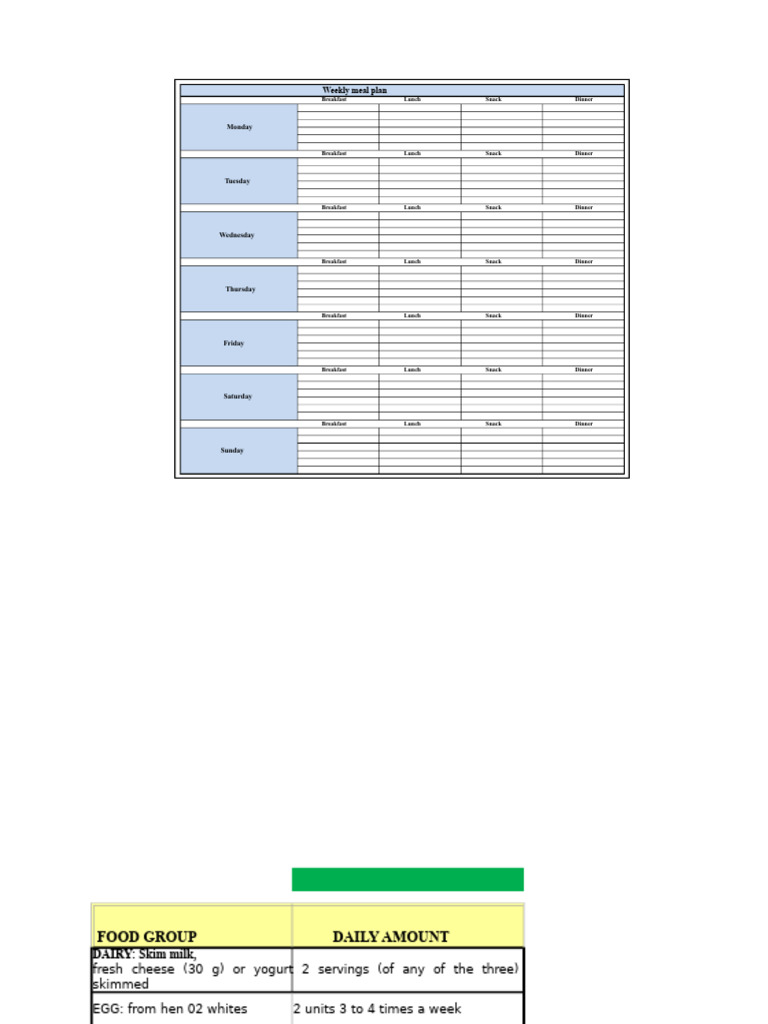 Excel Spreadsheet For Weekly Meal Tracking | PDF | Lunch | Salad