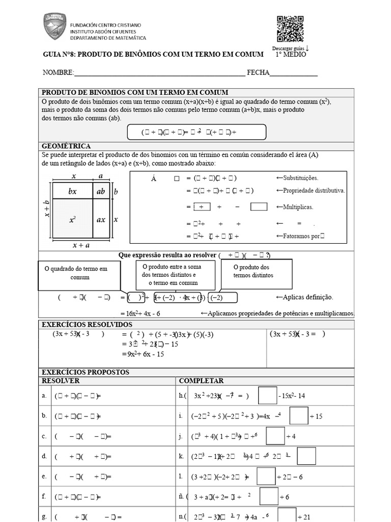 Produto de Binômios com Termo Comum | PDF | Matemática