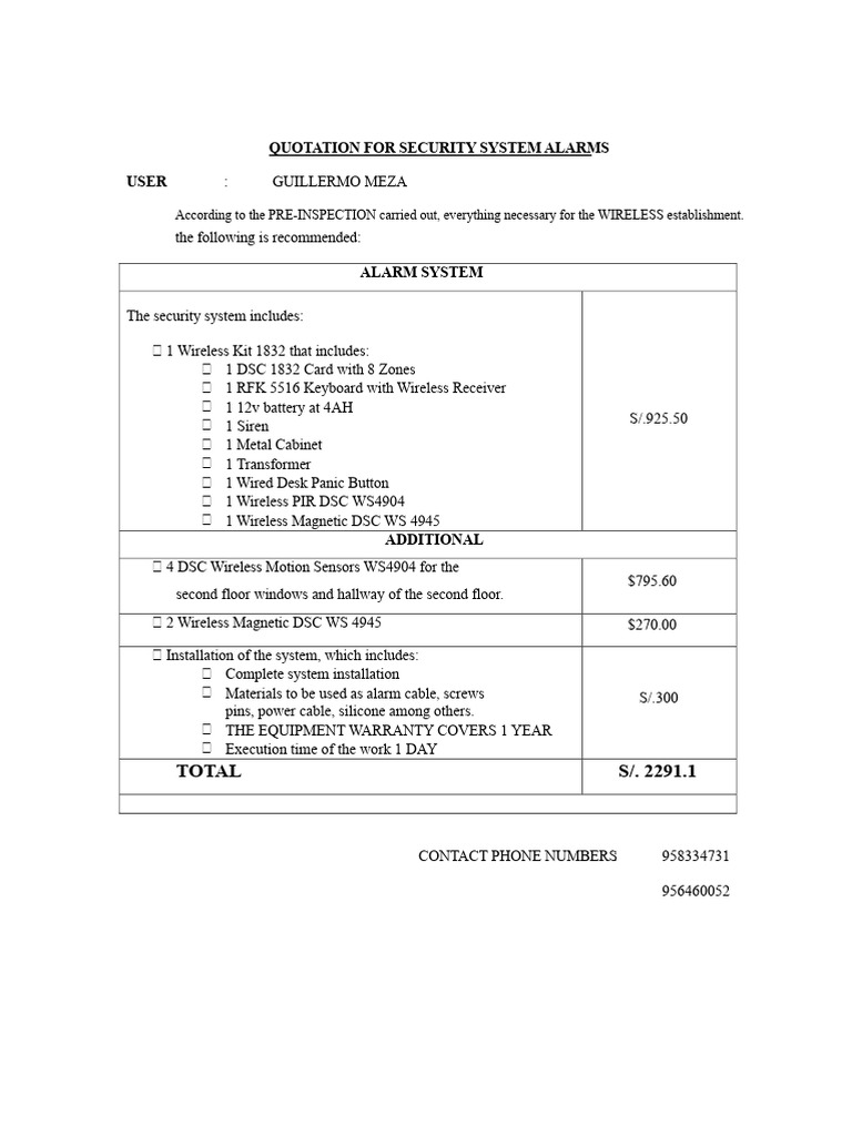 Quotation For Security System | PDF | Computer Keyboard | Closed ...