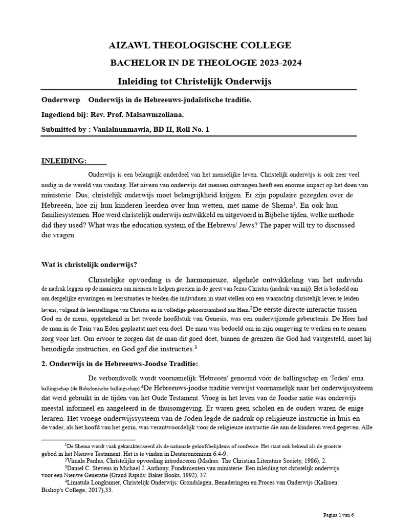 Christelijk Onderwijs Assg (Lanmawia) | PDF