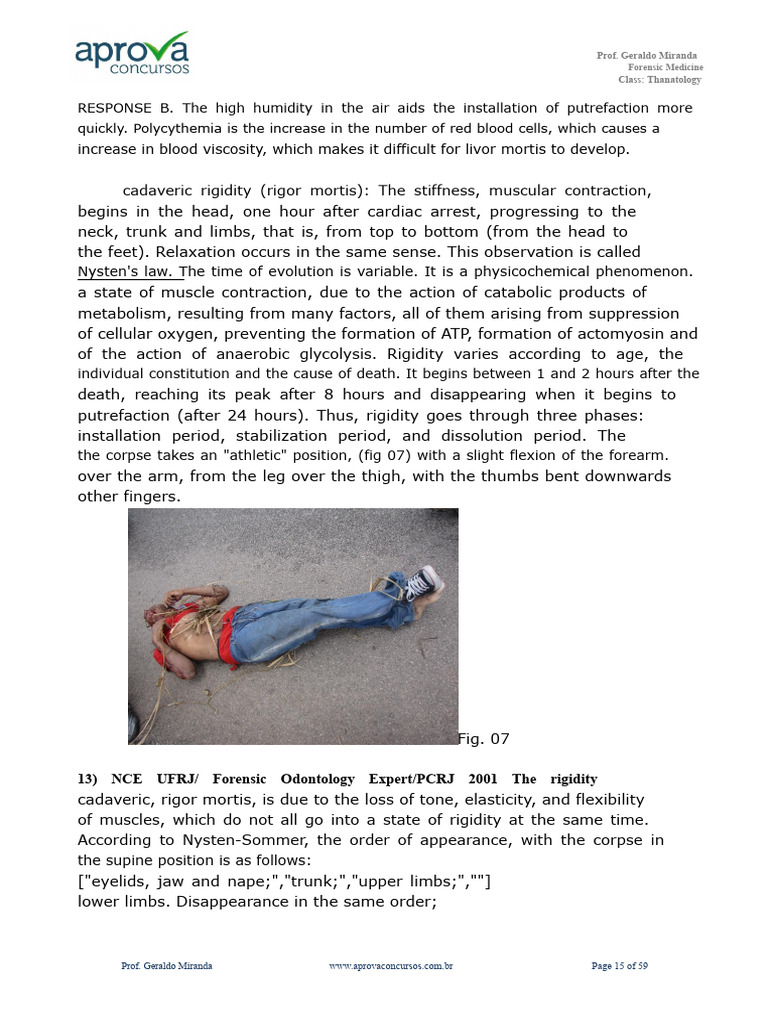 Understanding Rigor Mortis in Thanatology | PDF | Skeletal Muscle ...