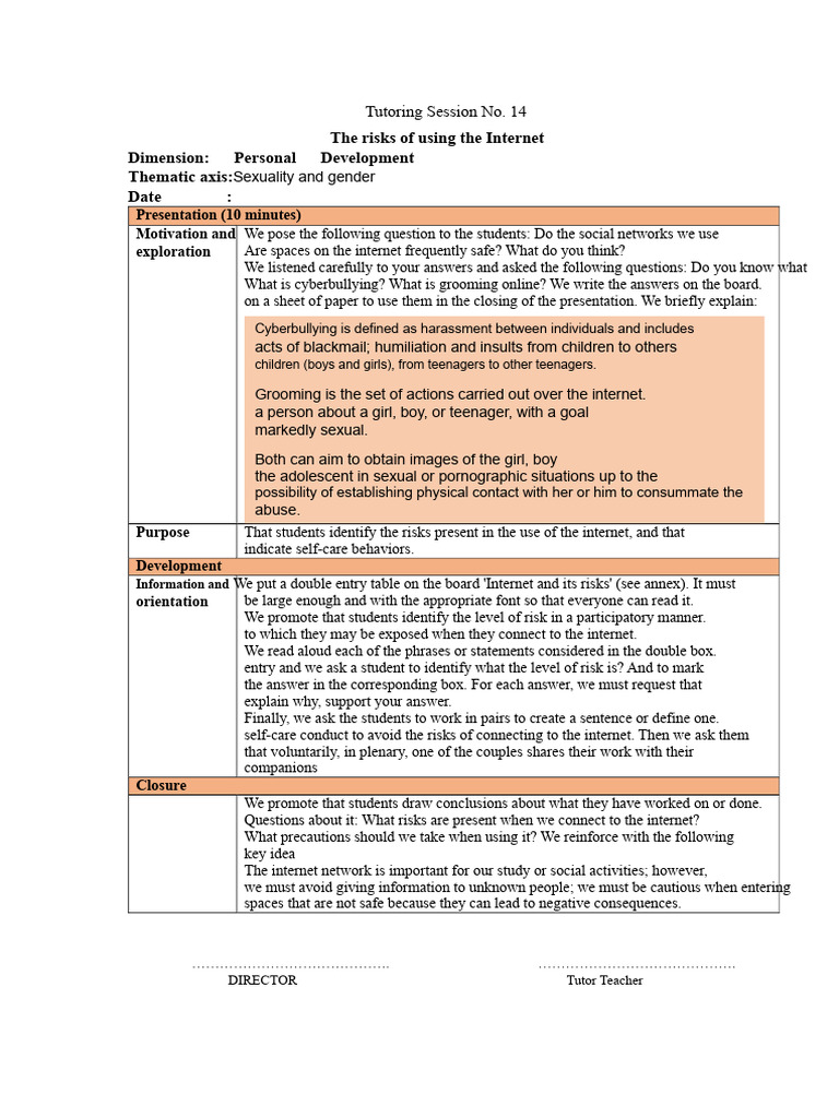 Tutoring Session 14 | PDF | Cyberbullying | Adolescence