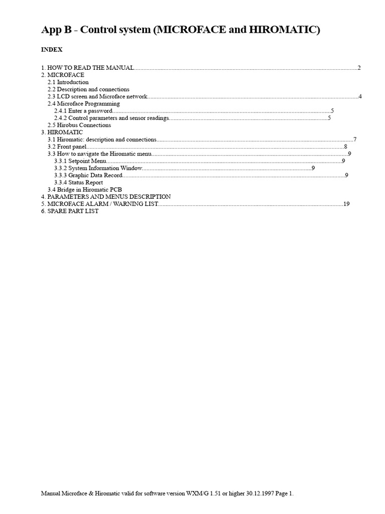 Microface & Hiromatic Control System Guide | PDF | Menu (Computing ...