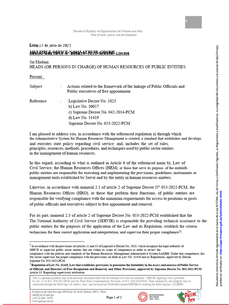Multiple Office-000029-2023-Servir-Gdsrh | PDF | Human Resource ...