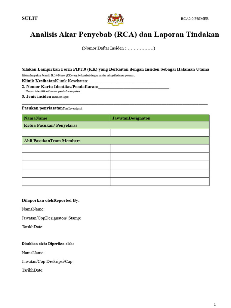Laporan RCA2.0: Analisis Insiden Kesehatan | PDF