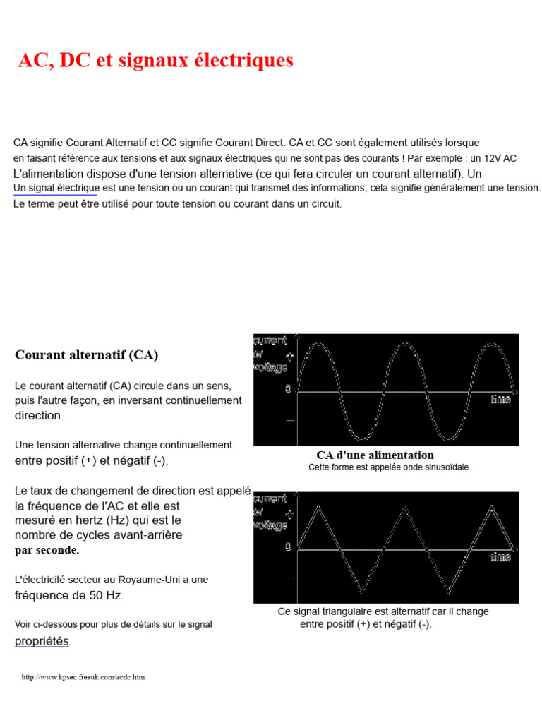 Comprendre AC, DC et signaux électriques | PDF | Courant alternatif ...