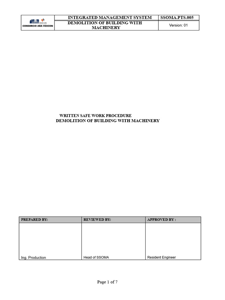 Safe Demolition Procedures with Machinery | PDF | Demolition | Safety