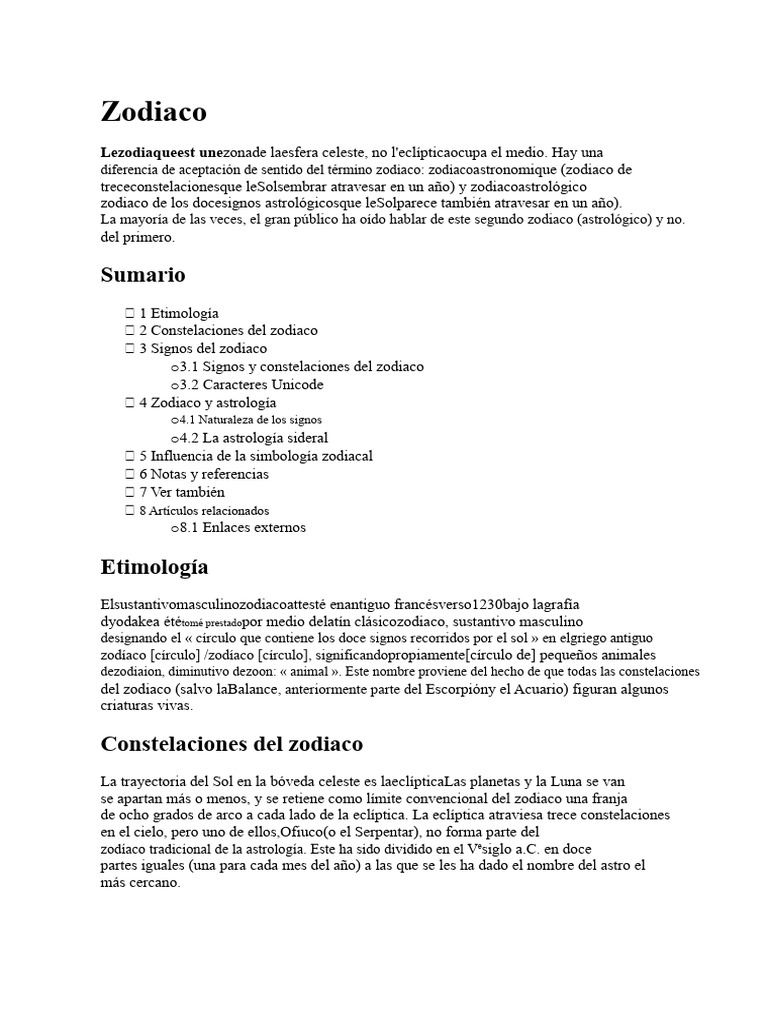 Zodiaco: Constelaciones y Signos Astrológicos | PDF | Zodíaco | Signo ...