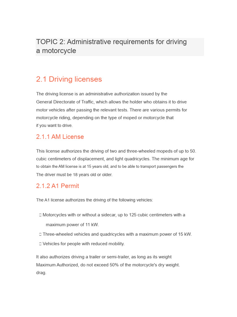 Motorcycle Driving License Requirements | PDF | Driver's License | Driving