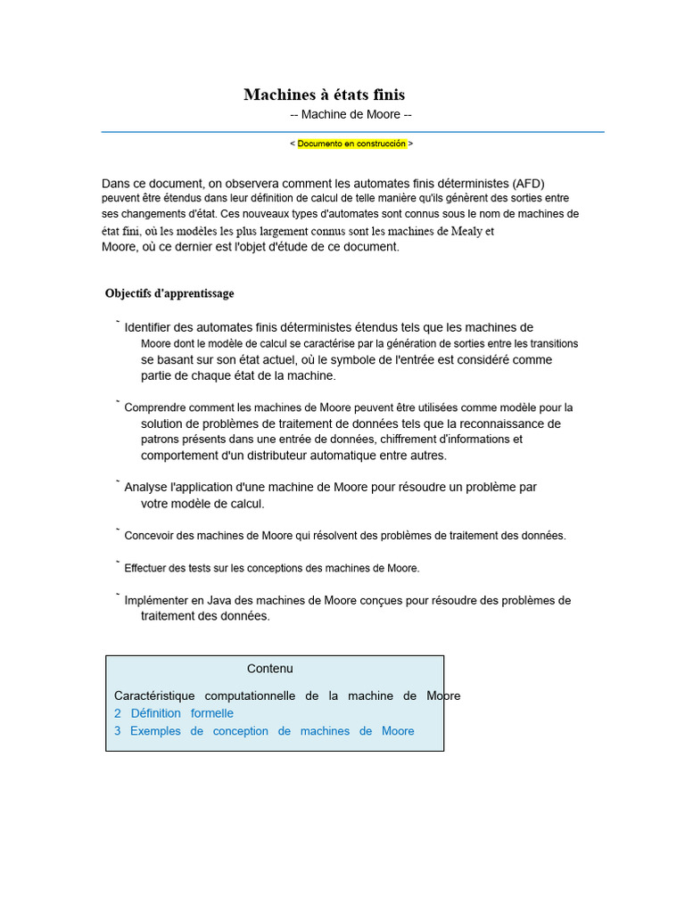 Introduction aux machines de Moore | PDF | Électronique numérique ...