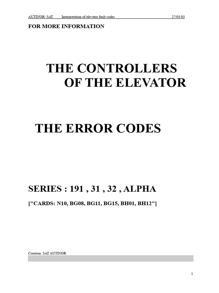 Elevator Fault Code Interpretation Guide | PDF | Relay | Elevator