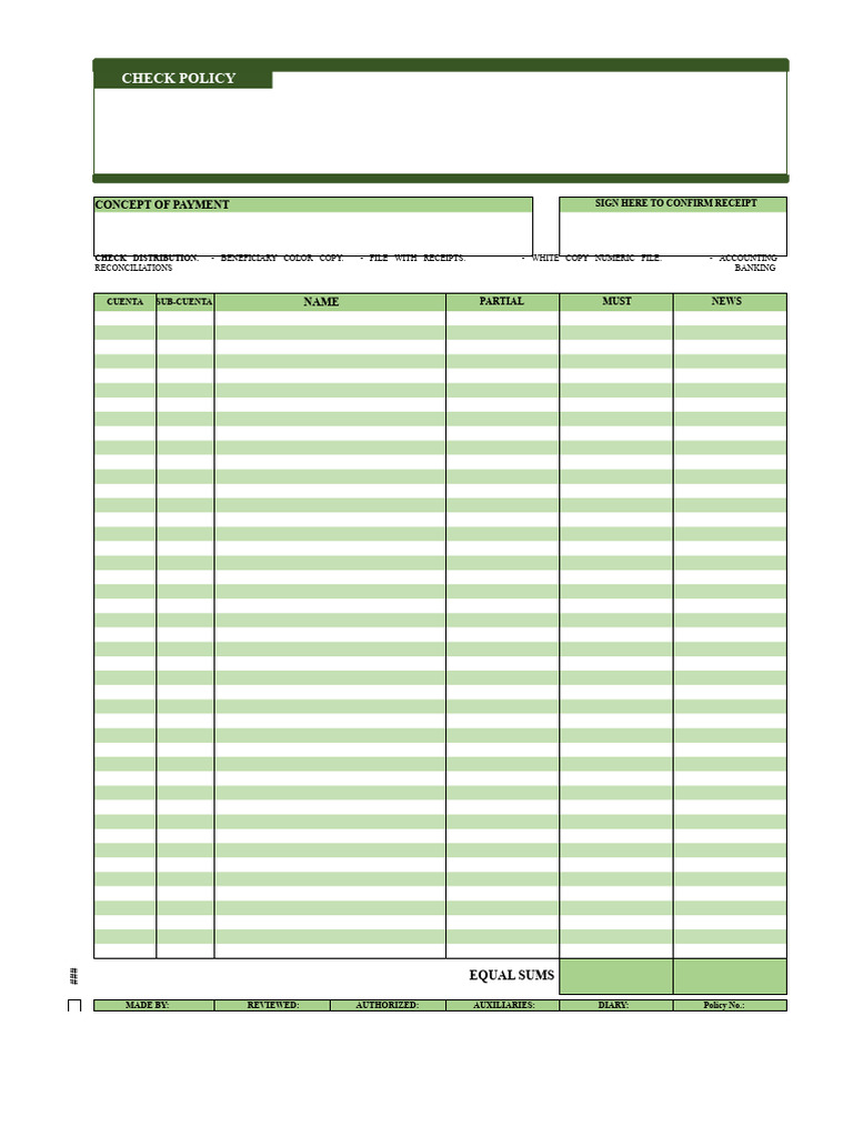 Example of Policy Check in Excel | PDF