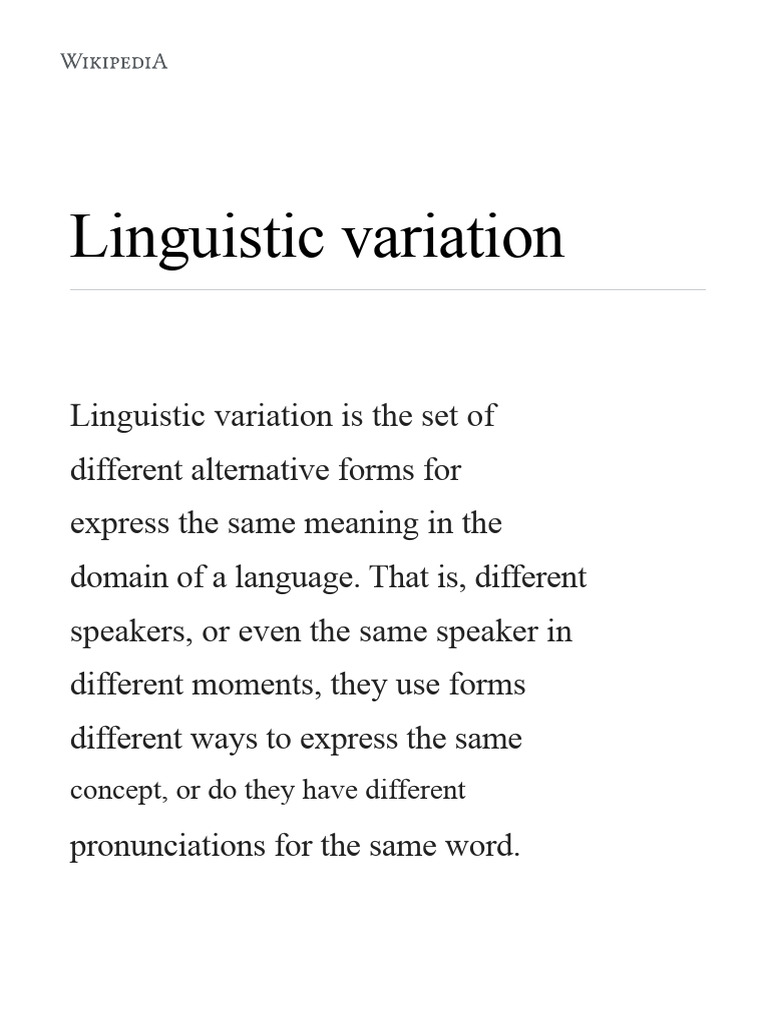 Linguistic Variation Explained | PDF | Linguistics | Human Communication